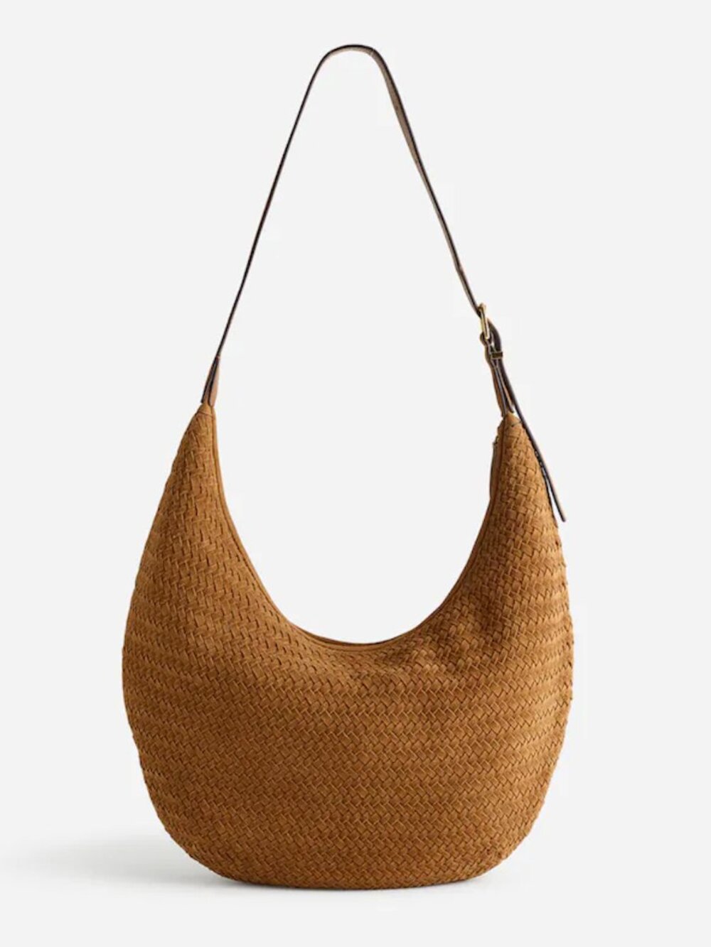 Madewell Essential Curve Shoulder Hobo Bag in Tan Suede Leather- "Dried Acorn"